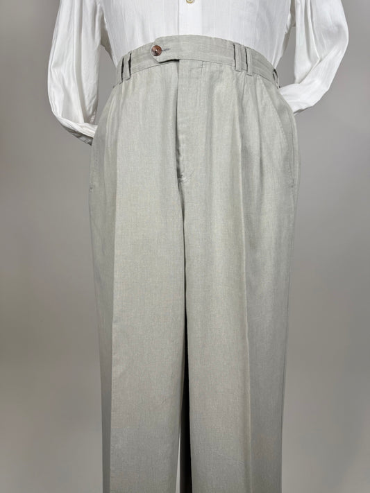 Pantaloni in misto lino anni ‘80 color avorio - tg. 50