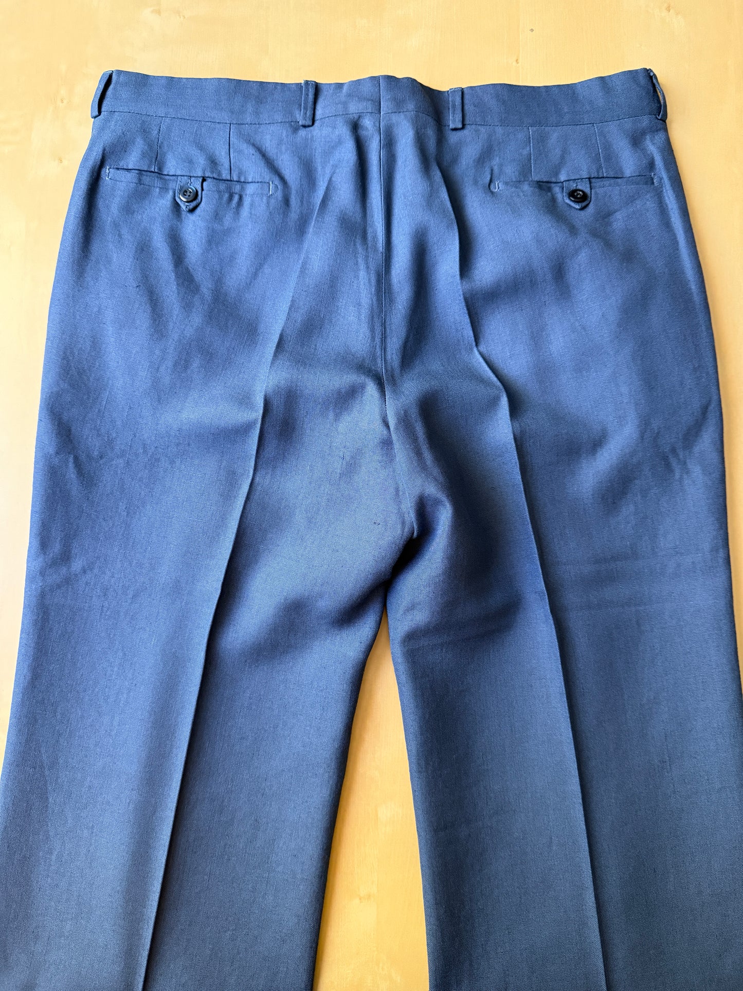 Pantalone anni ‘70 in lino e viscosa blu cobalto - tg. 50
