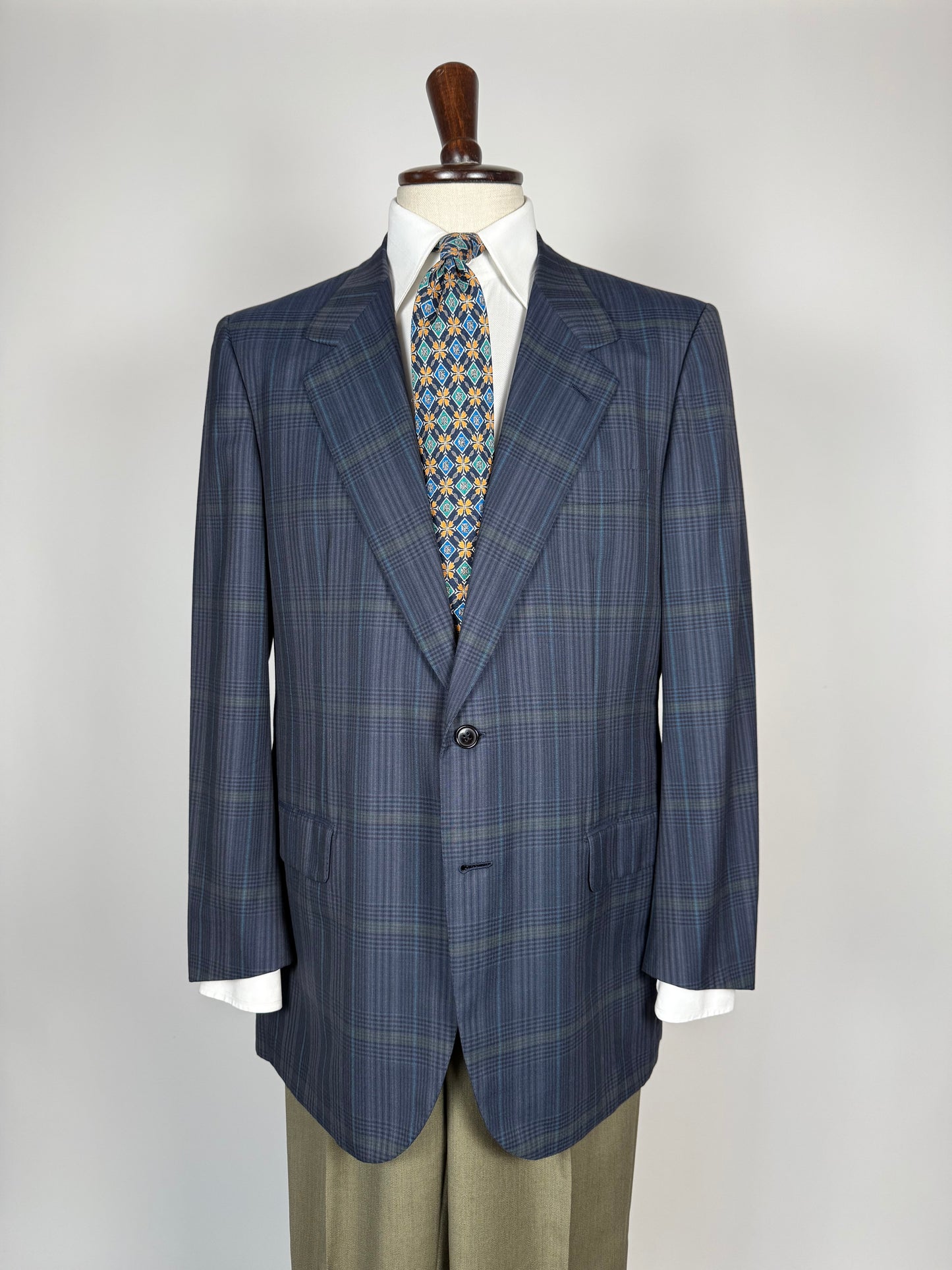 Giacca Brioni fresco lana tartan blu e verde - tg. 52