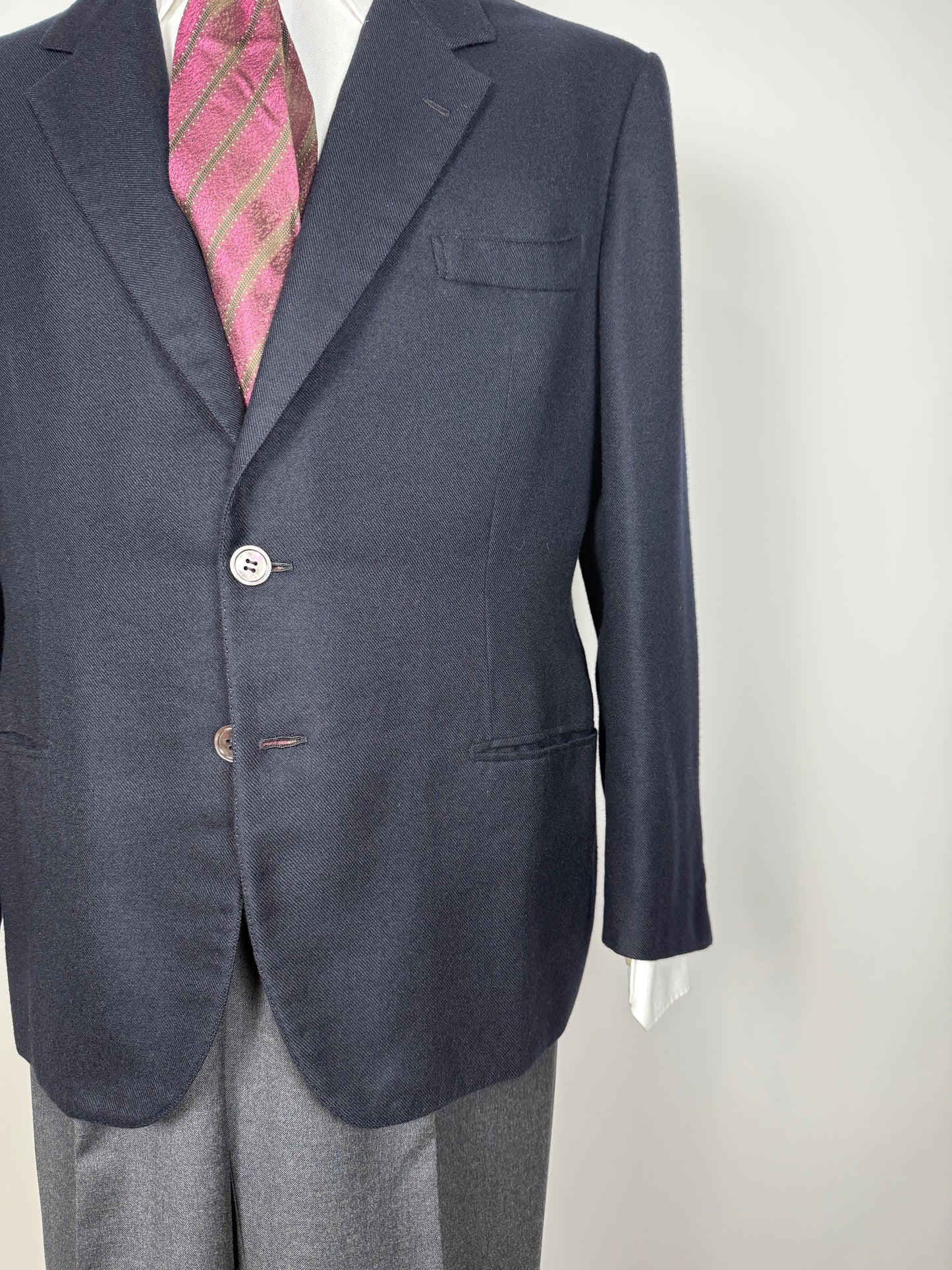 Giacca sartoriale anni '80 in puro cashmere pettinato Loro Piana - tg. 52/54 corta