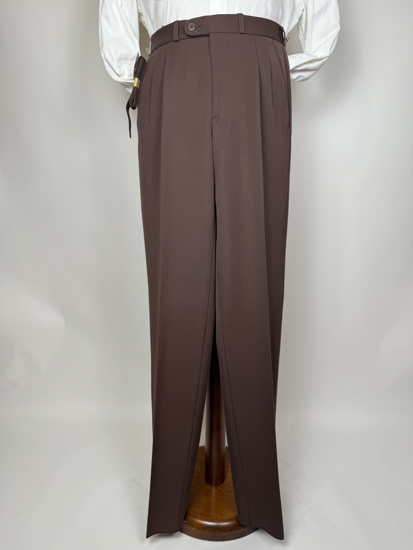 Pantaloni anni ‘80 in twill di lana color cioccolato (NOS) - tg. 44