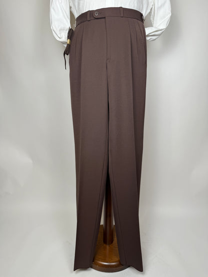 Pantaloni anni ‘80 in twill di lana color cioccolato (NOS) - tg. 44