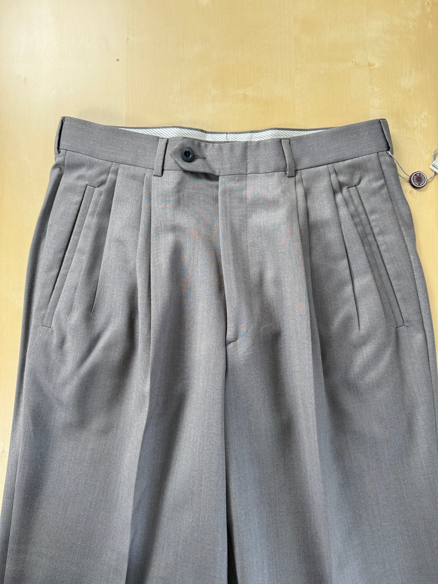 Pantaloni anni '80 NOS fresco lana grigio-verde (4 pinces!) - tg. 44/46
