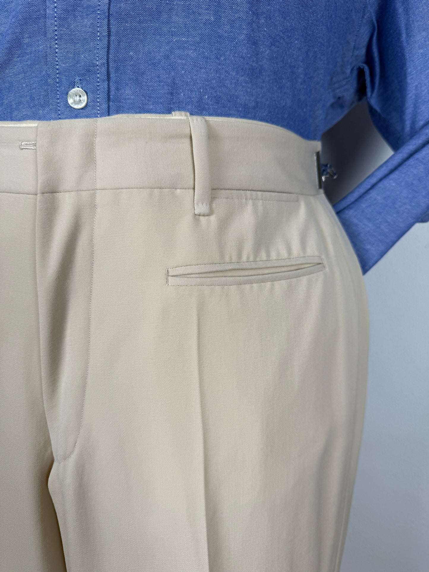 Completo sartoriale anni '70 a zampa in twill color panna - tg. 44/46