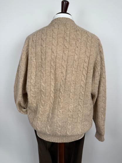 Maglione vintage in lana shetland a trecce - tg. XL