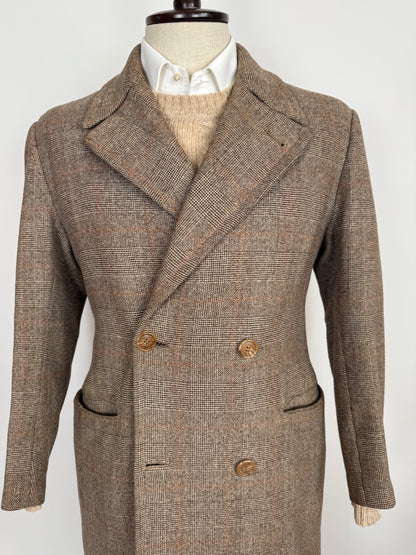 Cappotto doppiopetto sartoriale anni ‘50/‘60 glen check tabacco - tg. 44-46