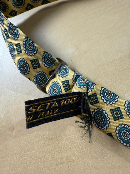 Papillon giallo micro fantasia verde e blu - collo >42