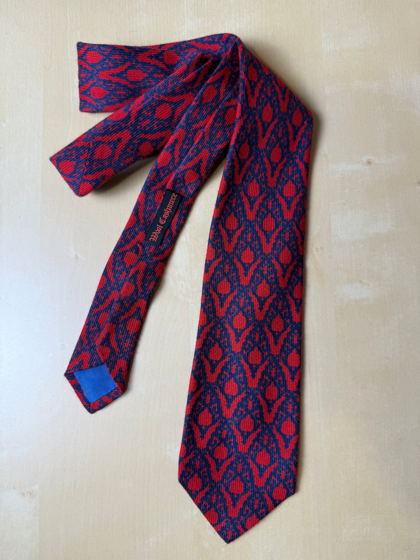 Cravatta vintage in lana e cashmere fantasia damascata