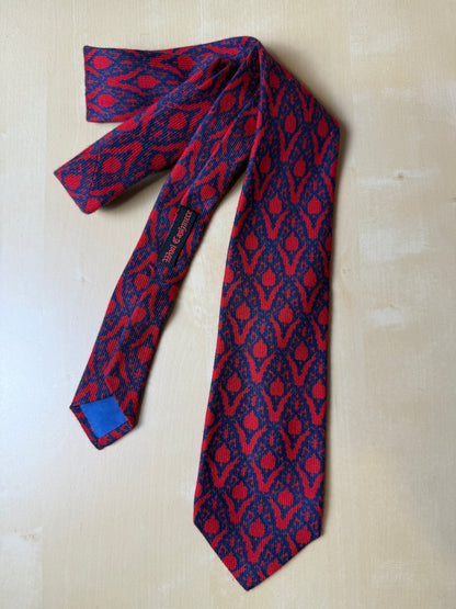 Cravatta vintage in lana e cashmere fantasia damascata