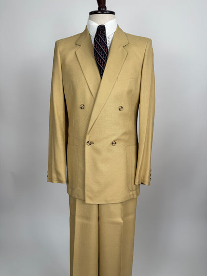 Completo doppiopetto estivo anni ‘70 in misto lino beige - tg. 44/46