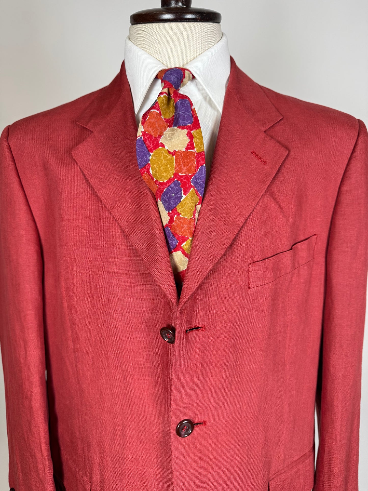 Giacca anni '90 100% lino rosso corallo - tg. 54
