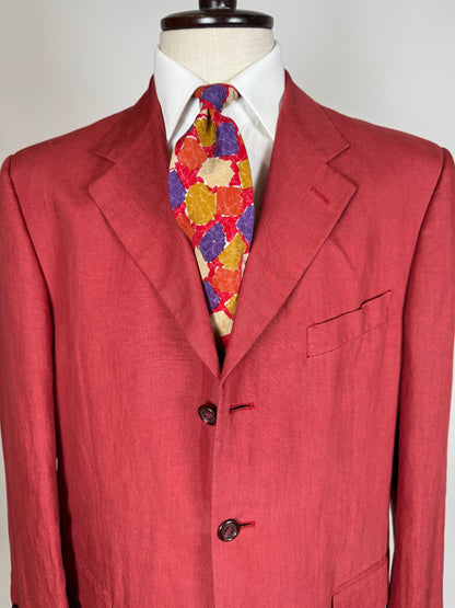 Giacca anni '90 100% lino rosso corallo - tg. 54