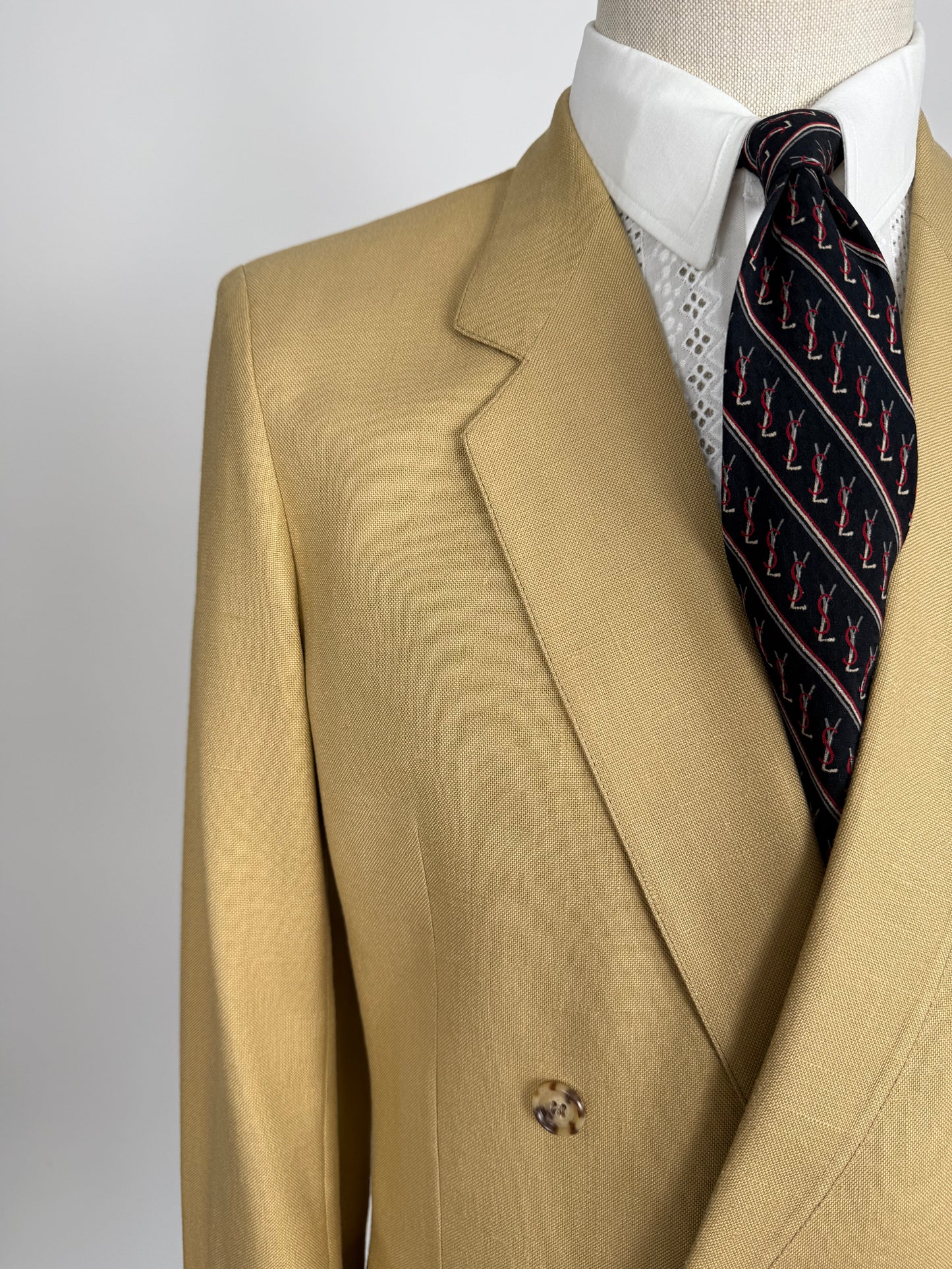 Completo doppiopetto estivo anni ‘70 in misto lino beige - tg. 44/46