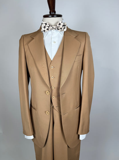 Completo 3 pezzi anni ‘70 twill pettinato beige - tg. 44
