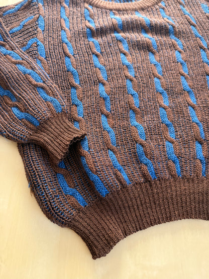 Maglione vintage a trecce in lana e mohair - L