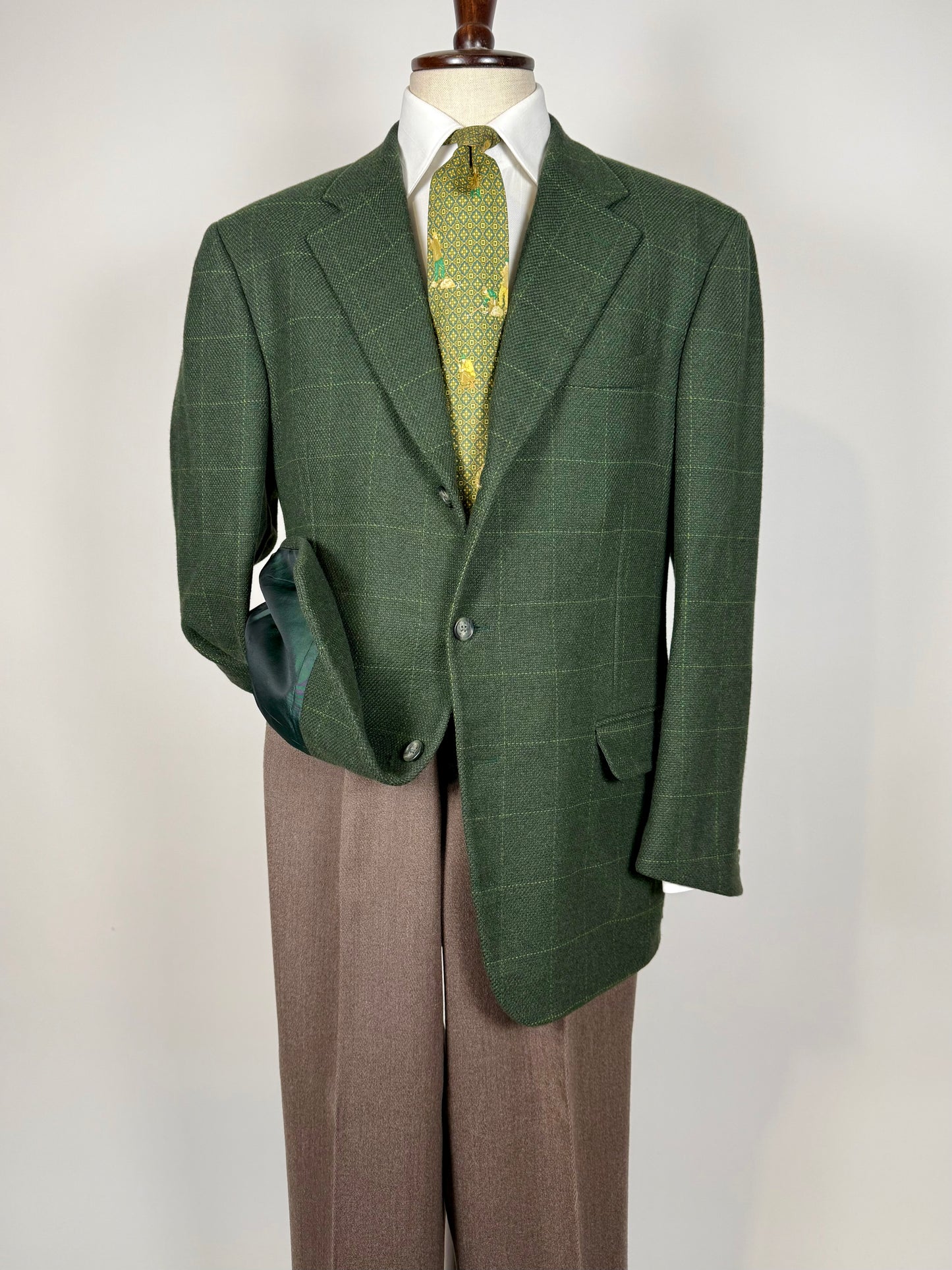 Giacca Cantarelli lana cammello e cashmere verde finestrato - tg. 56