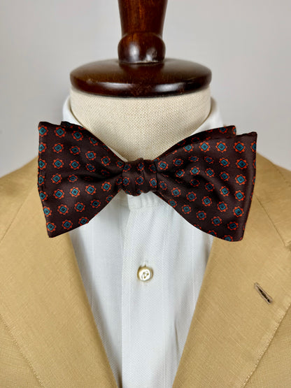 Papillon vintage marrone micro fantasia fiori