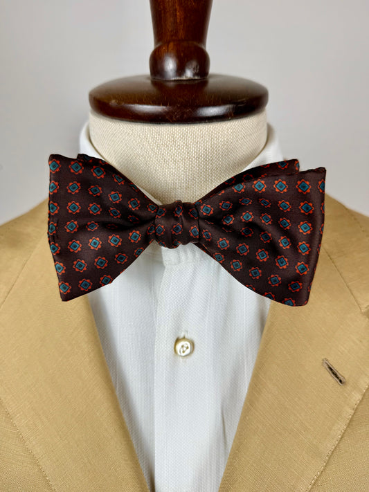 Papillon vintage marrone micro fantasia fiori