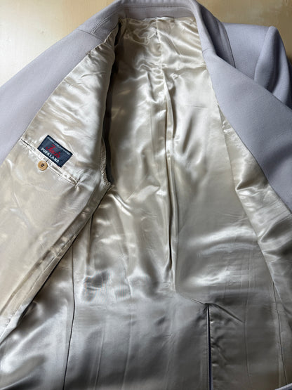 Cappotto doppiopetto anni ‘70 in twill di lana color avorio - tg. 46-48