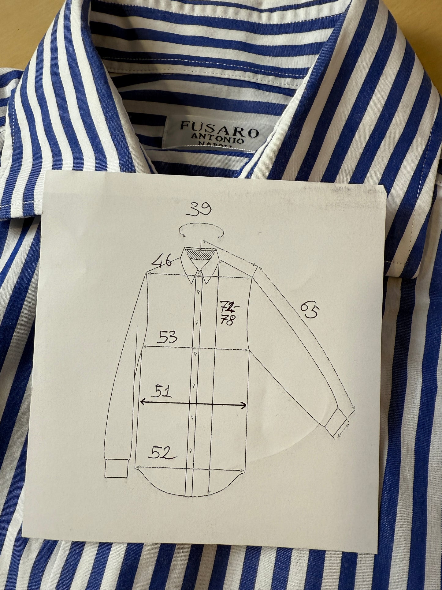 Camicia riga bacchettata blu - tg. S collo 39