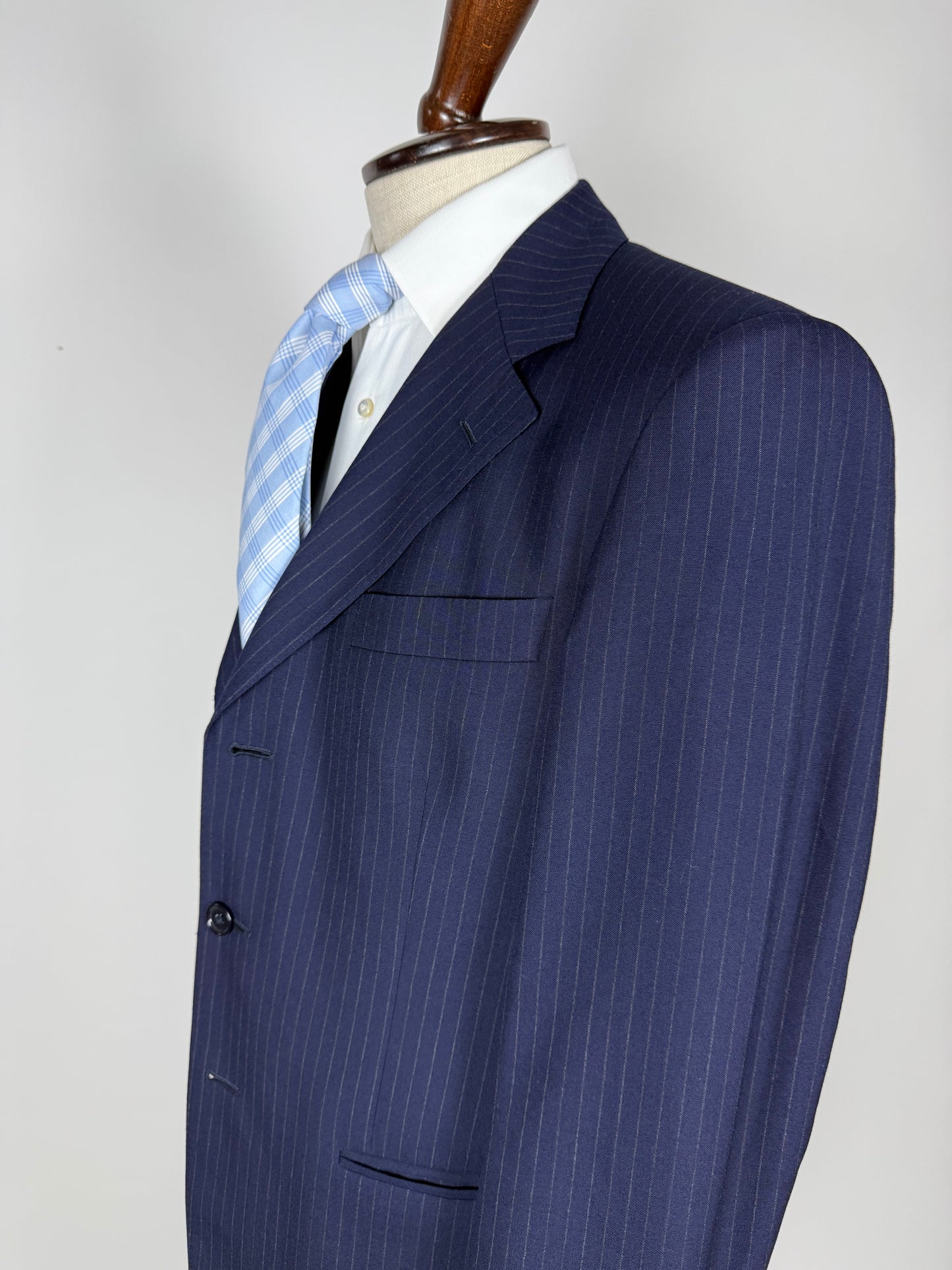 Giacca De Paz fresco lana blu gessato - tg. 50