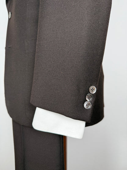 Completo 3 pezzi anni ‘70 a zampa in flanella marrone - tg. 44/46