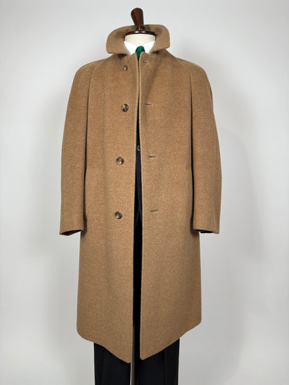 Cappotto raglan anni ‘70/‘80 in lana e lama color cammello - tg. 46-50