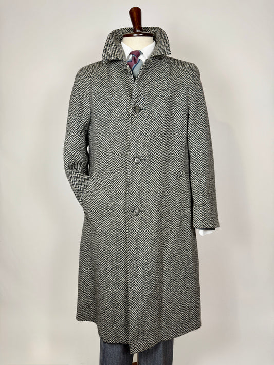 Cappotto raglan anni ‘80 chevron in tweed scozzese Crombie - tg. 48-50