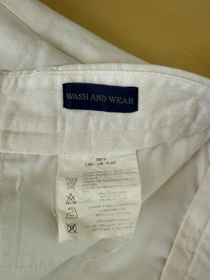 Pantaloni Incotex bianchi 100% lino - tg. 50