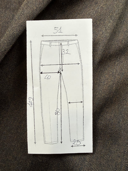 Pantaloni flanella marrone spigato - tg. 56/58
