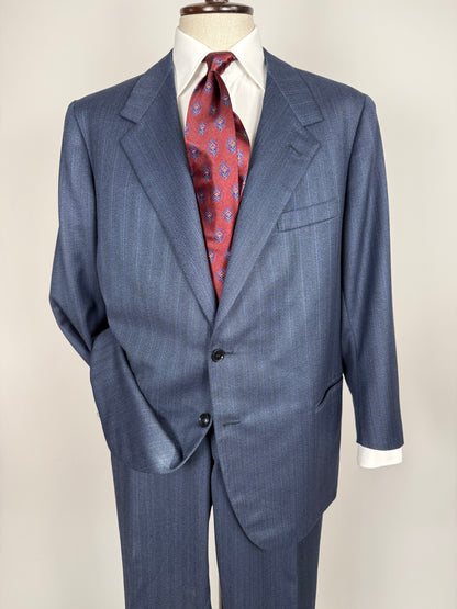 Completo sartoriale tessuto E. Zegna lana pettinata blu - tg. 54/56 drop basso