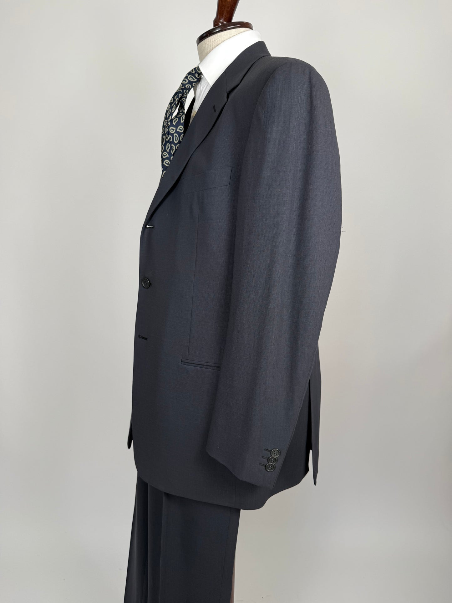 Completo Armani anni '90 fresco lana grigio petrolio - tg. 54