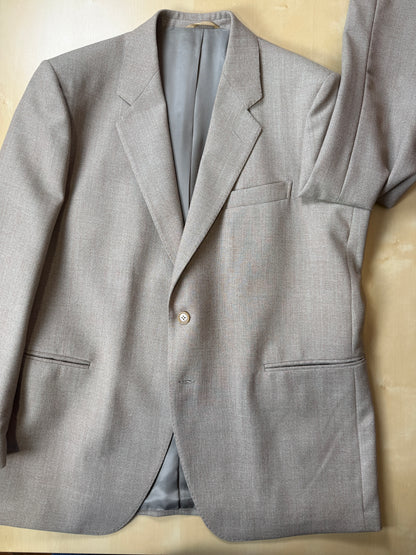 Completo 3 pezzi anni ‘70 hopsack beige - tg. 50/52 drop basso