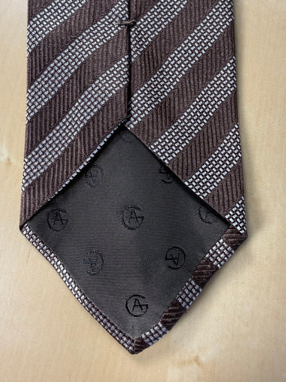 Cravatta Giorgio Armani regimental marrone e argento