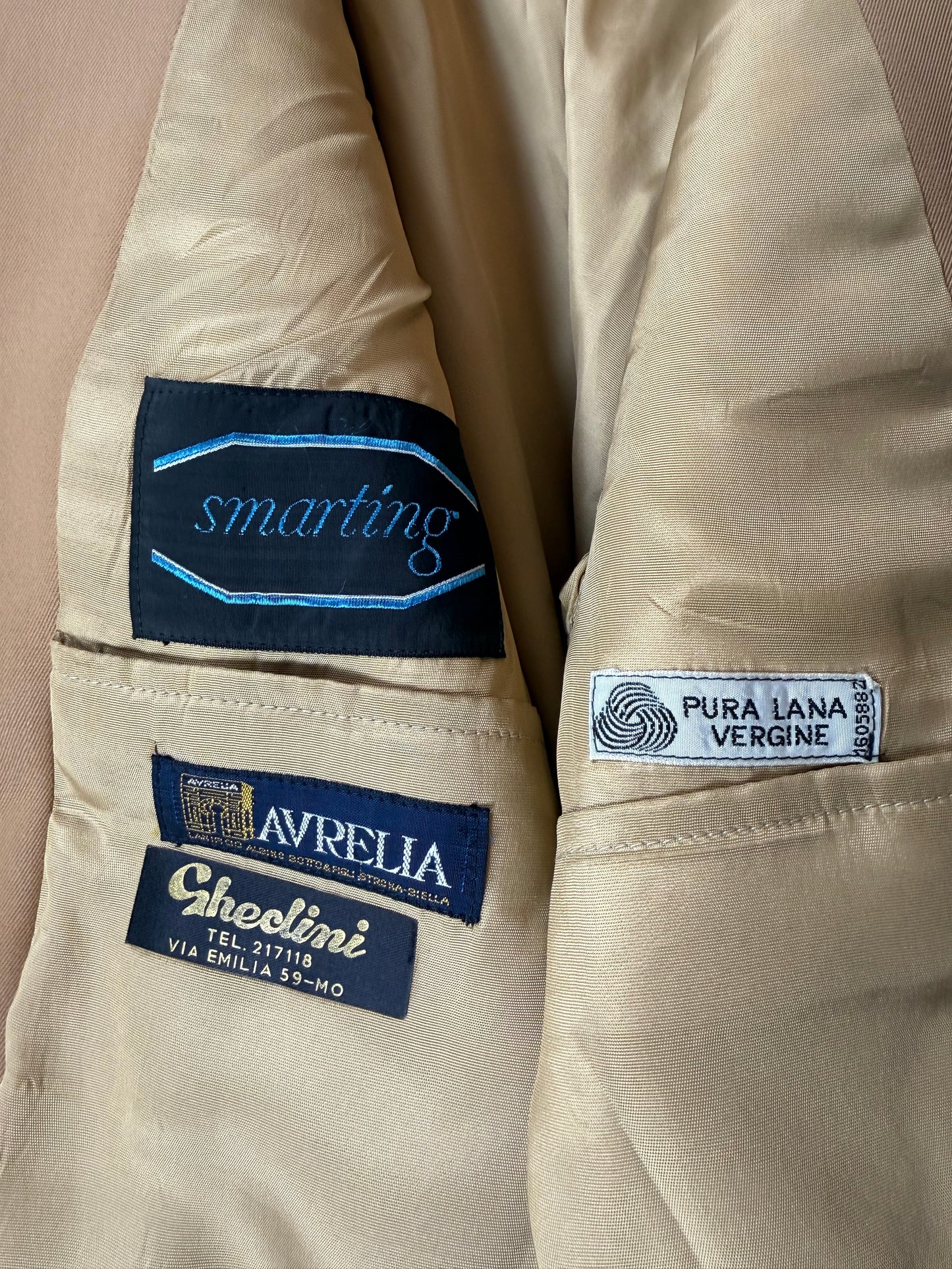 Completo 3 pezzi anni ‘70 twill pettinato beige - tg. 44