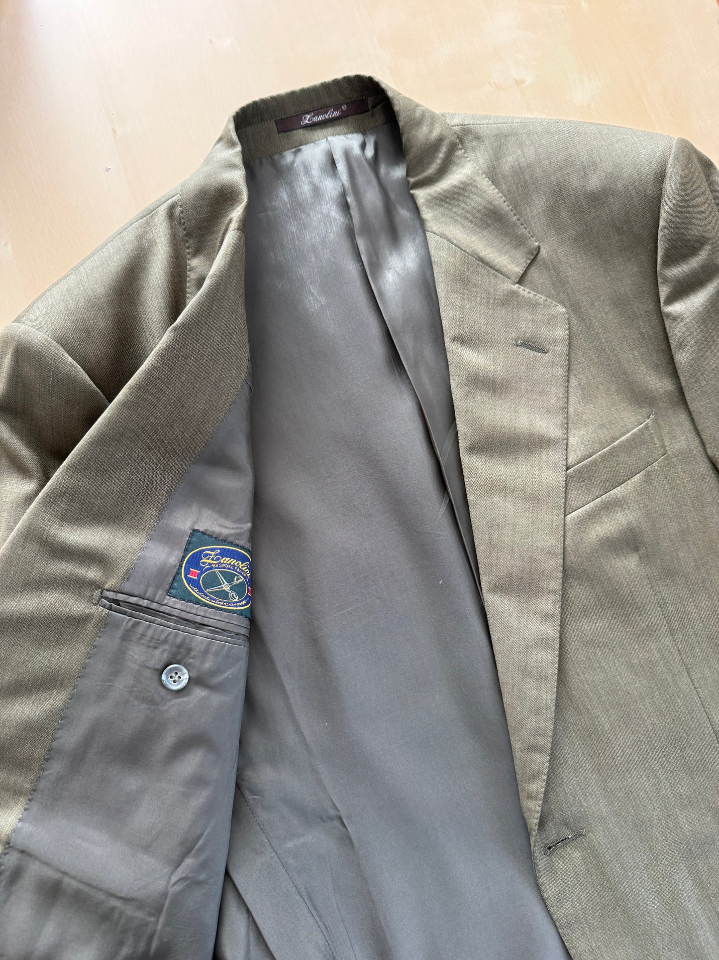 Completo anni ‘80 verde oliva lana pettinata E. Zegna - tg. 48/50