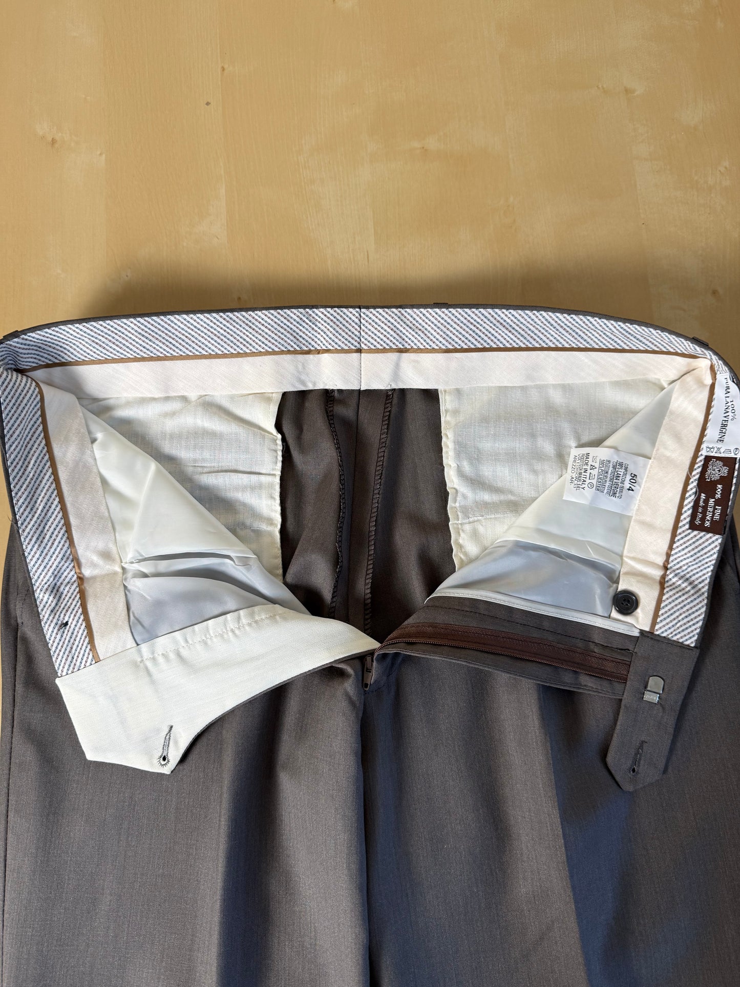 Pantaloni fresco lana cachi-marrone anni '90 (NOS) - tg. 50/52