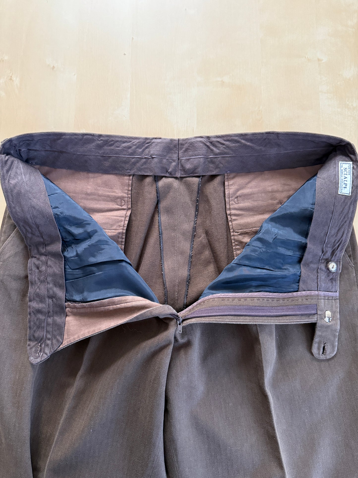 Pantaloni sartoriali in cotone spigato marrone - tg. 54