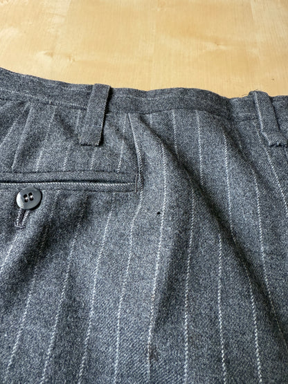 Completo doppiopetto sartoriale anni ‘70 in flanella grigio gessato - tg. 50/52 drop basso