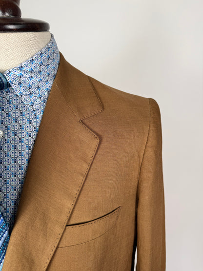 Giacca sartoriale in lino irlandese color tabacco - tg. 48