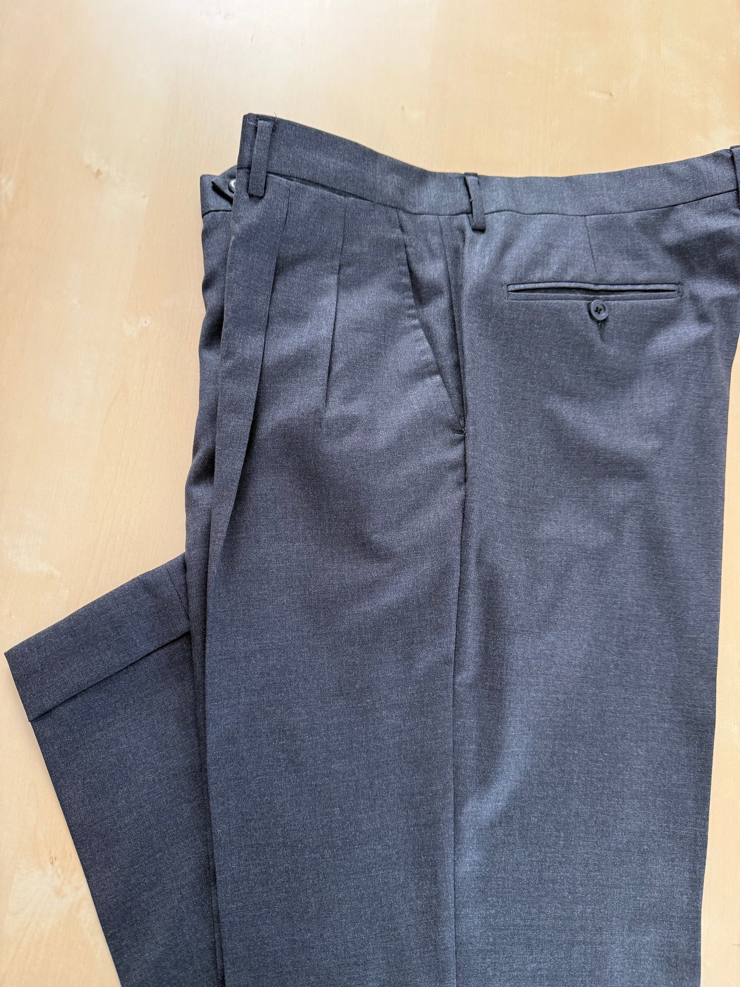 Pantaloni flanella pettinata grigio tess. Loro Piana Tasmania - tg. 54