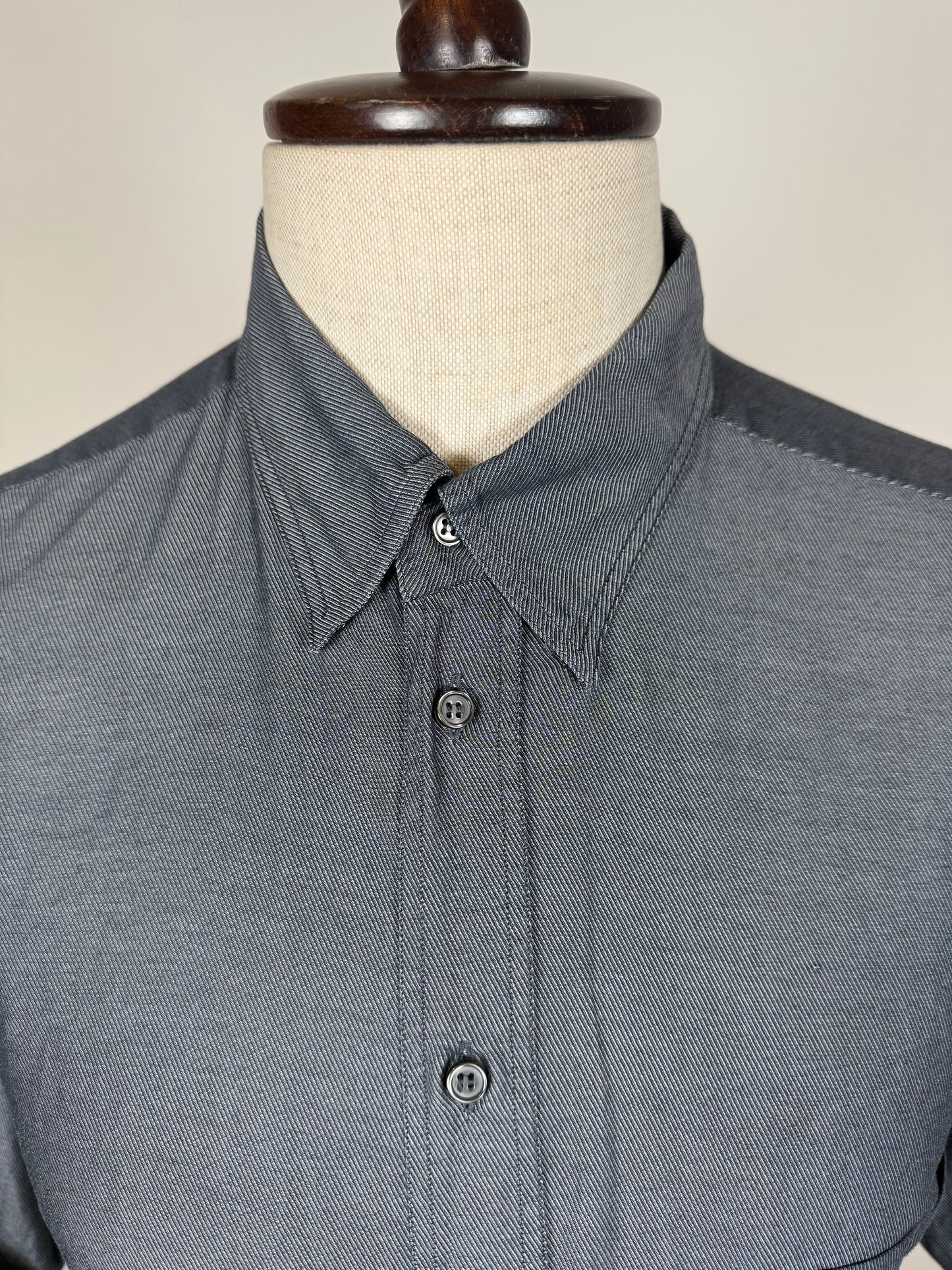 Camicia Armani Collezioni twill blu - L/XL collo 44