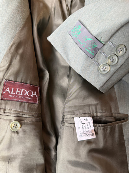 Completo anni '80 fresco lana verde menta (NOS) - tg. 54/56 drop basso