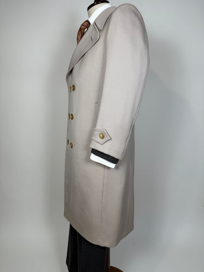 Cappotto doppiopetto anni ‘70 in twill di lana color avorio - tg. 46-48