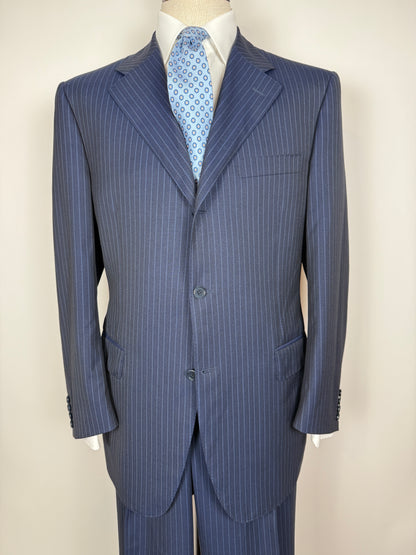 Completo Canali lana pettinata blu gessato - tg. 54