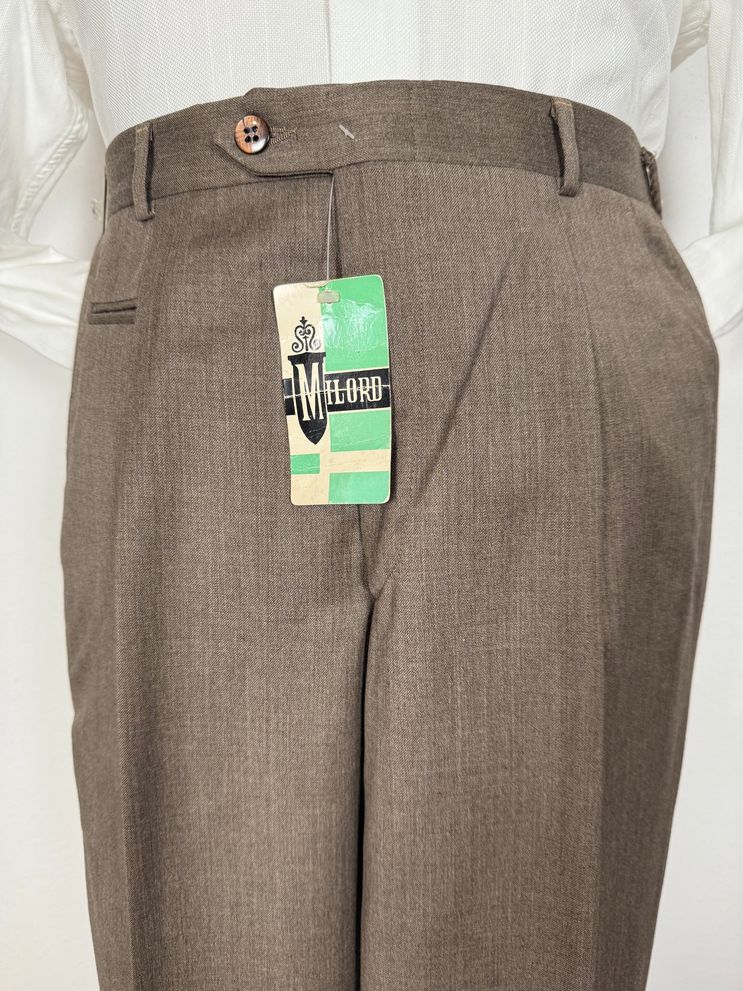 Pantalone anni ‘80 fresco lana marrone (NOS) - tg. 46