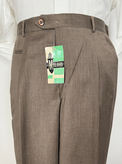 Pantalone anni ‘80 fresco lana marrone (NOS) - tg. 46