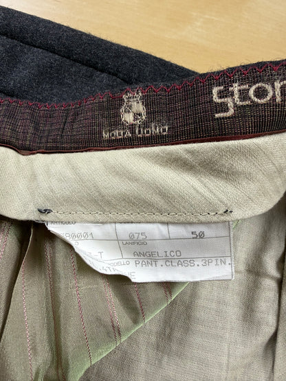 Pantaloni anni '80 flanella antracite 3 pinces - tg. 50/52 corta