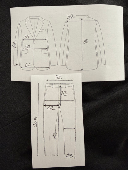 Completo sartoriale flanella pettinata grigio antracite - tg. 52/54, drop basso
