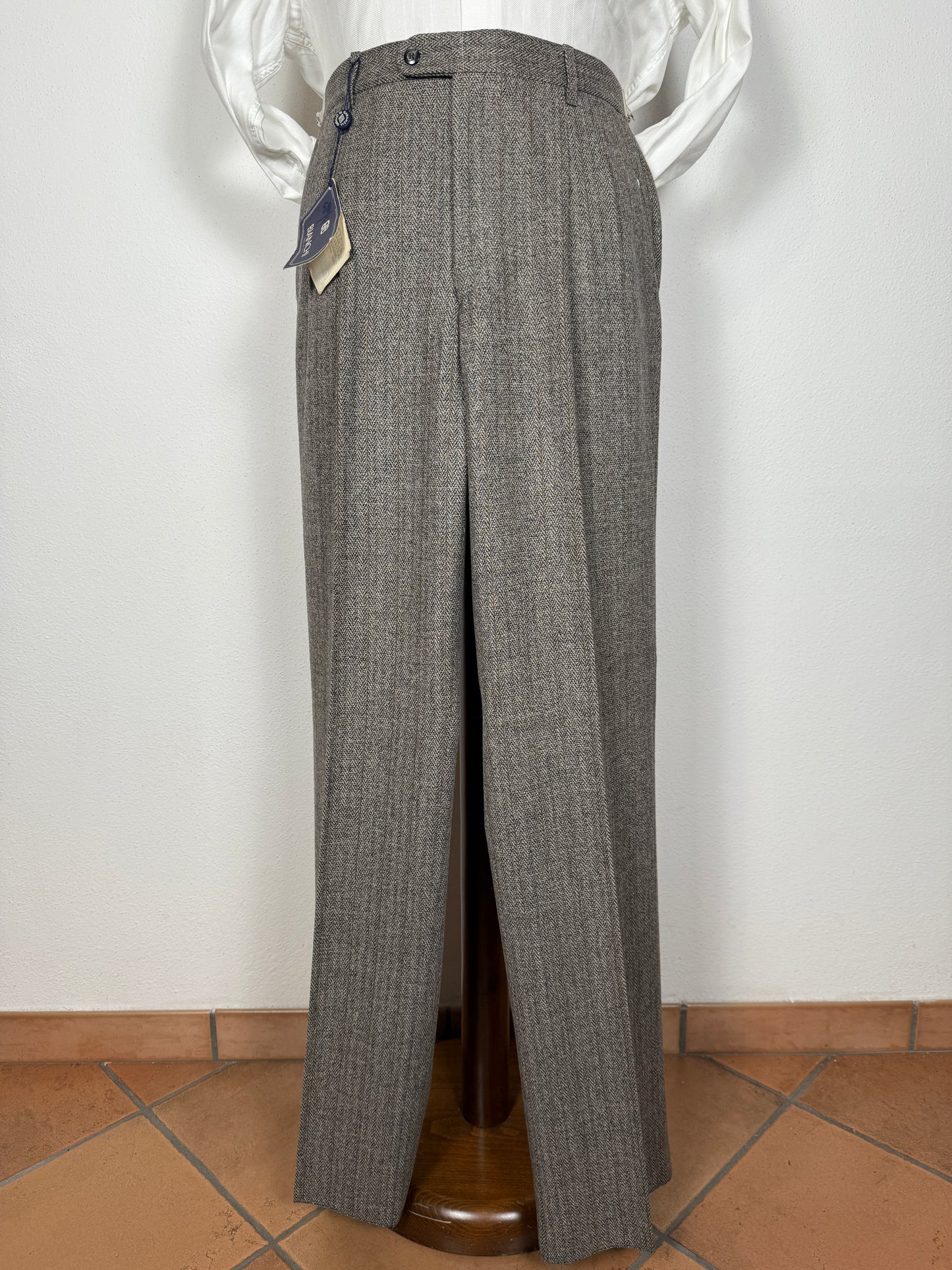 Pantalone anni ‘80 in tweed herringbone (NOS) - tg. 48